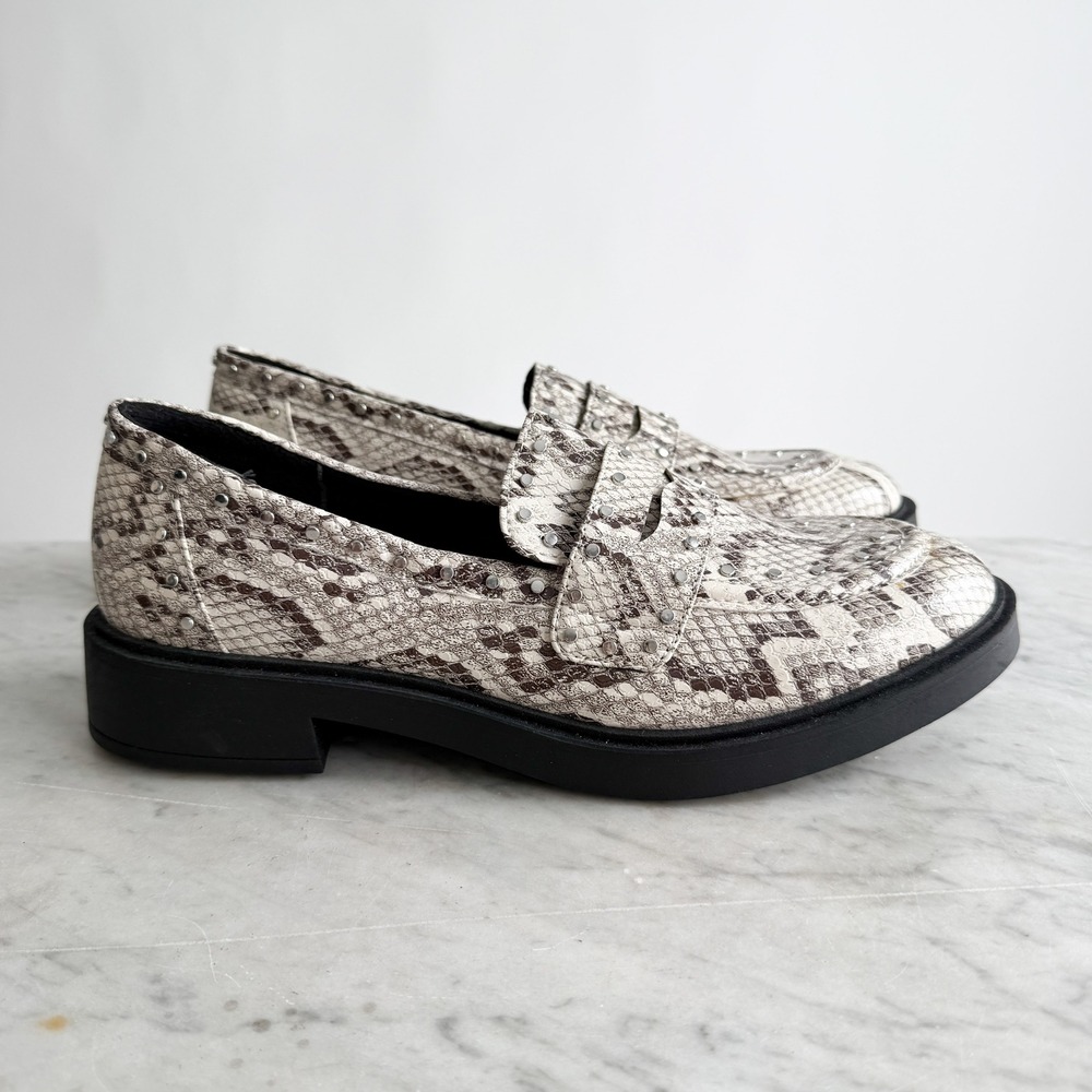 Portland Boot‎ Company studded snakeskin chunky loafers size 10